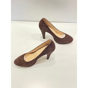 Stefani Collection Shoes Pumps Rounded Toe Brown Kid Suede Pumps Size 8M